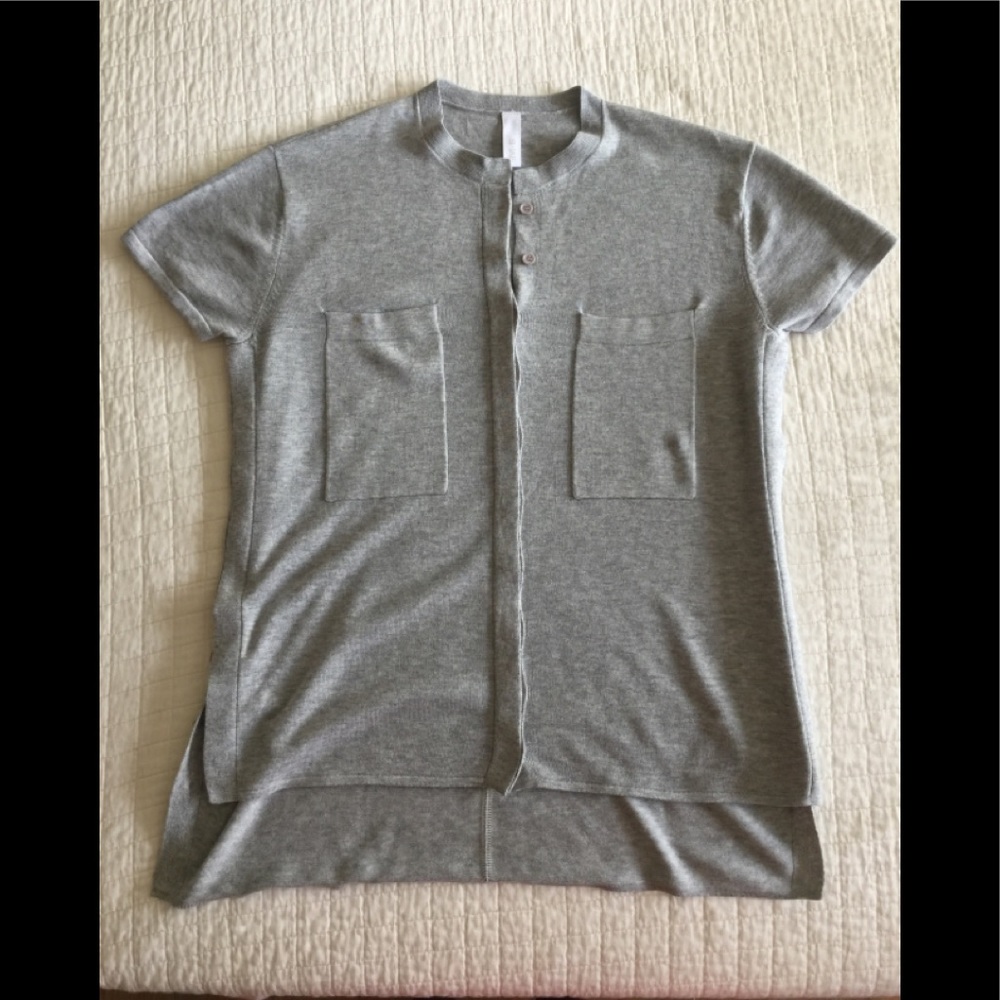 NWOT SI-IAE grey linen/cotton knit ss top